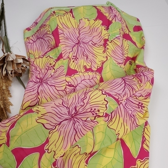 Lilly Pulitzer Pink Green Yellow Strapless Dress 6 - Picture 10 of 16